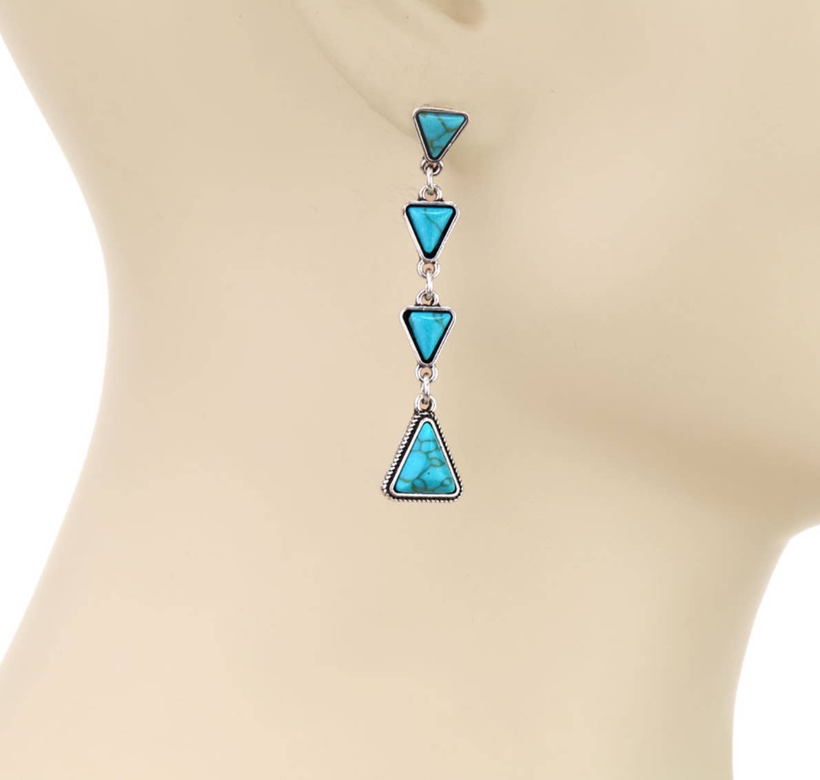 Western Triangle Stone Drop stud Earrings: Turquoise
