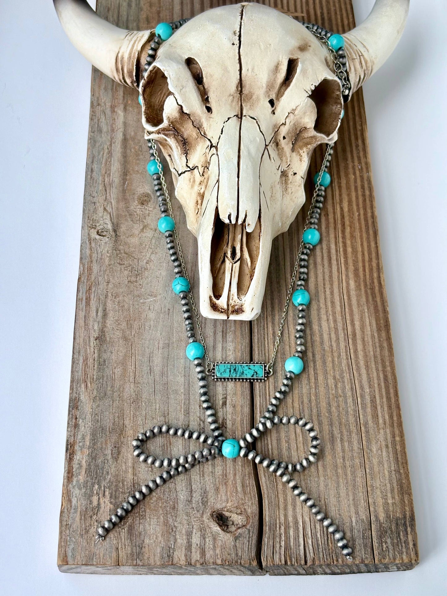 2 Layer Western Style Coquette Bow & Pendant Necklace: Cross