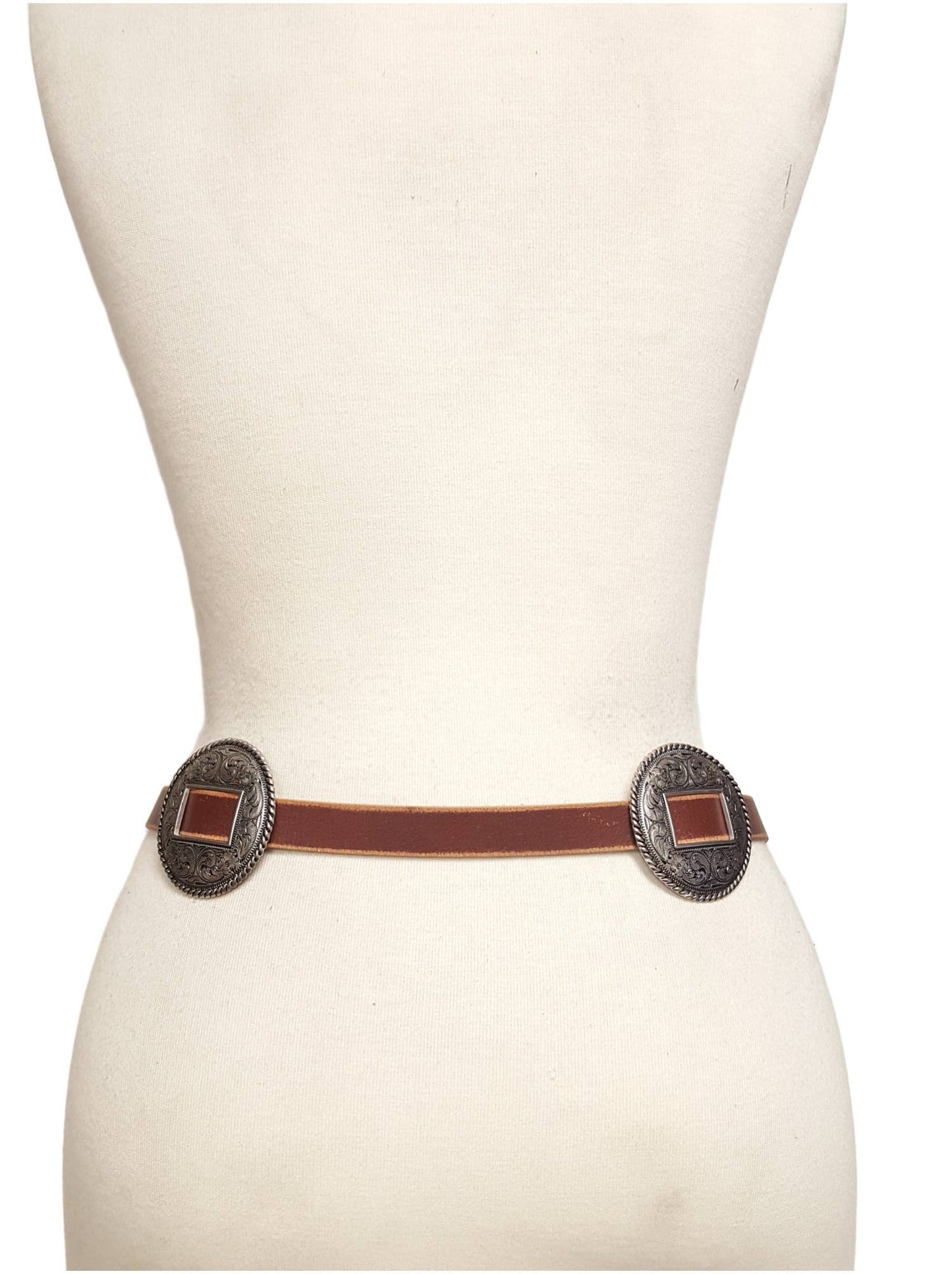 Western Genuine Distressed Leather belt w. Round conchos