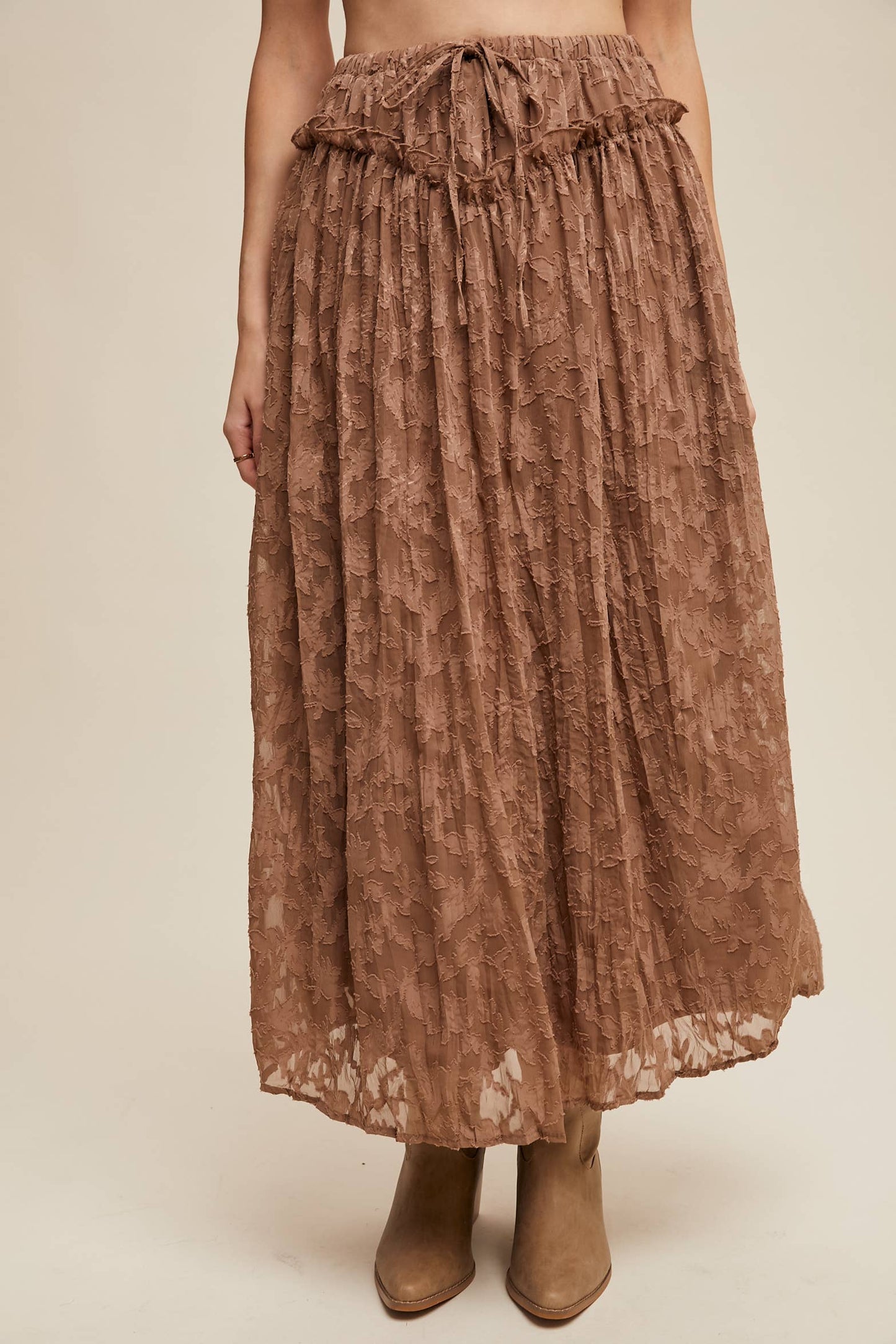 Floral Textured Maxi Skirt
