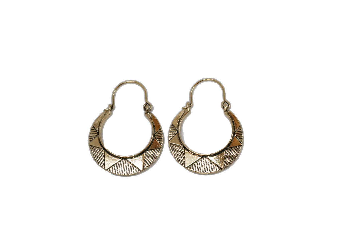 Burnished Gold Sun Stamped Hoop Earring
