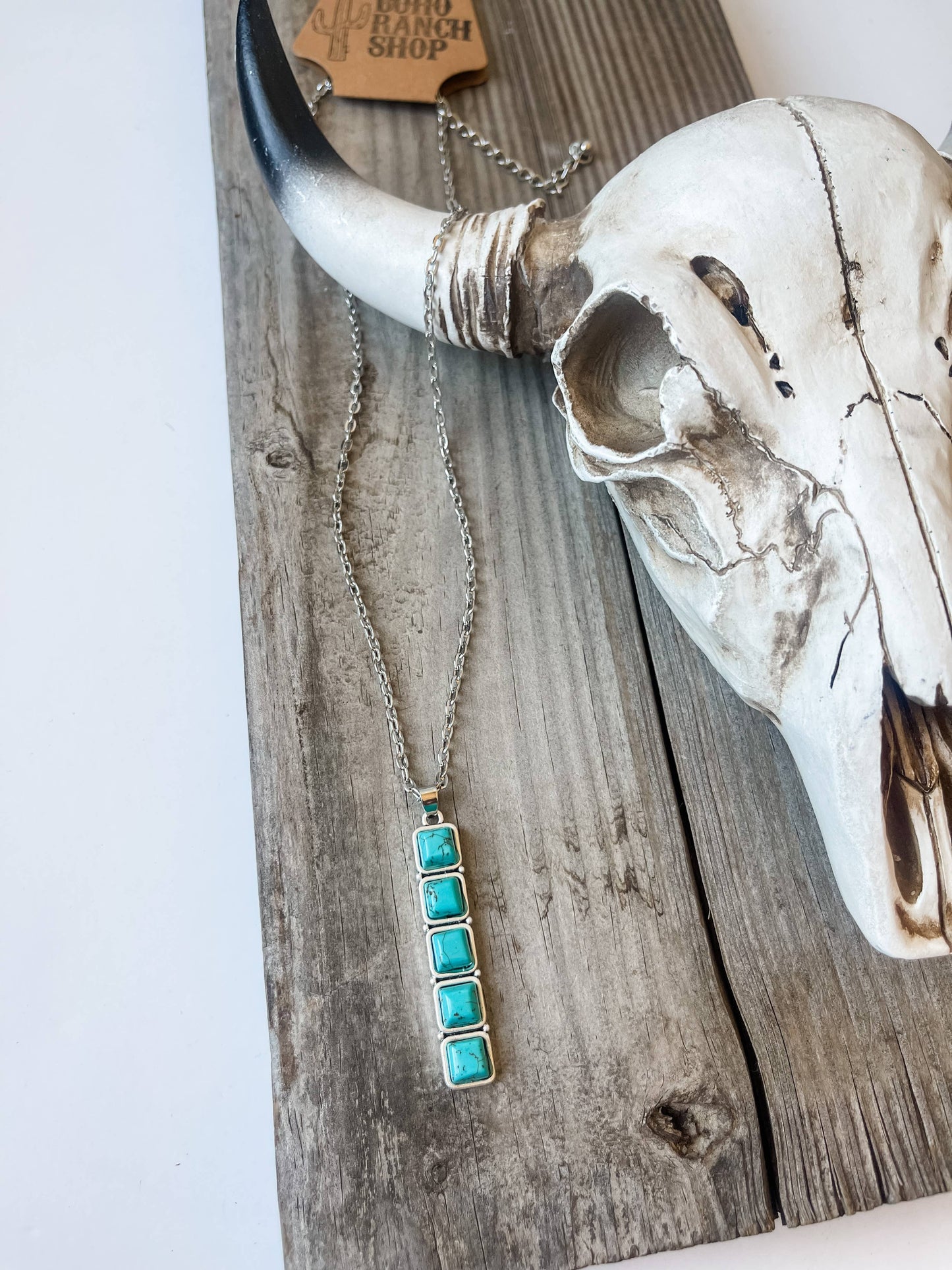 Western Bar Turquoise Stone Necklace