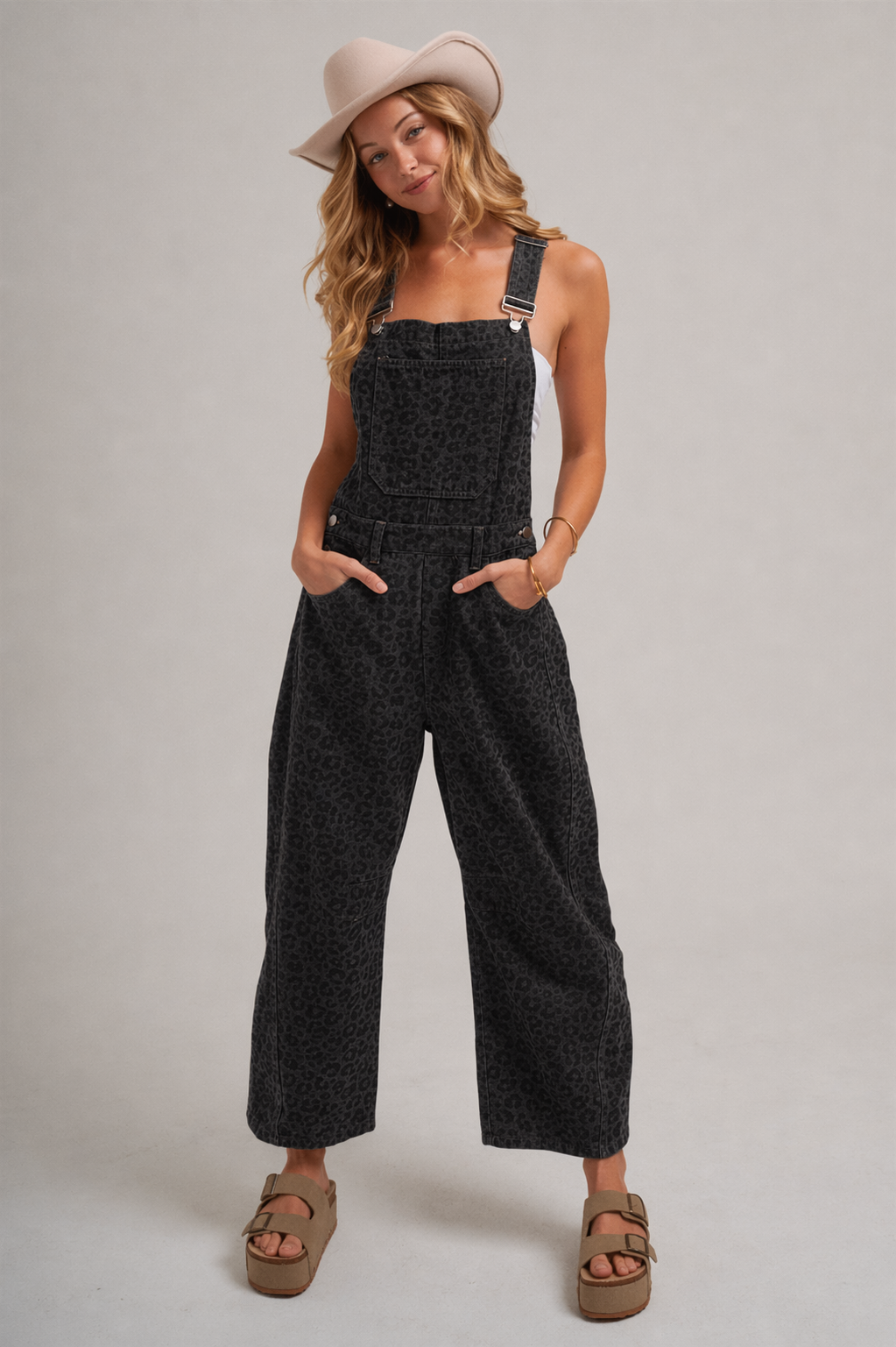 VINTAGE LEOPARD OVERALL JUMPSUIT_JLB80013-03: VINTAGE MOCHA / S-M-L(2-2-2)