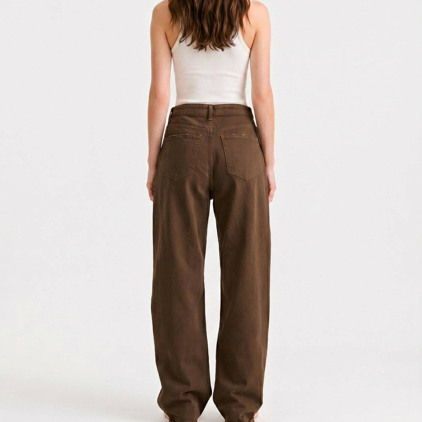 VINTAGE WIDE LEG JEANS: BROWN / XS-S-M-L(1-2-2-1)