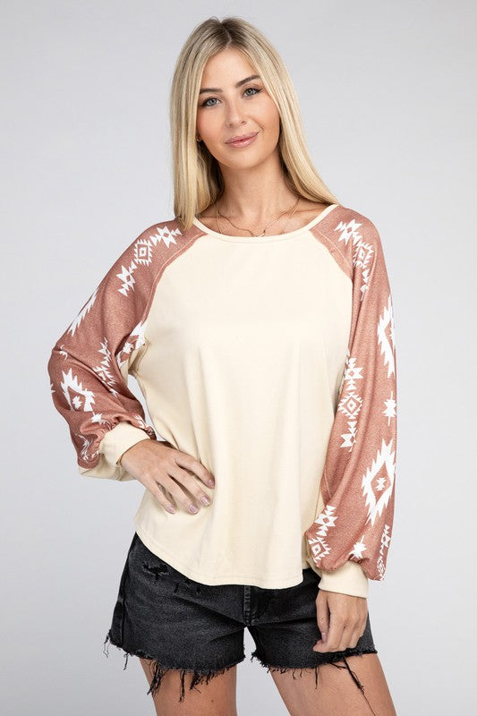 Aztec print long sleeve