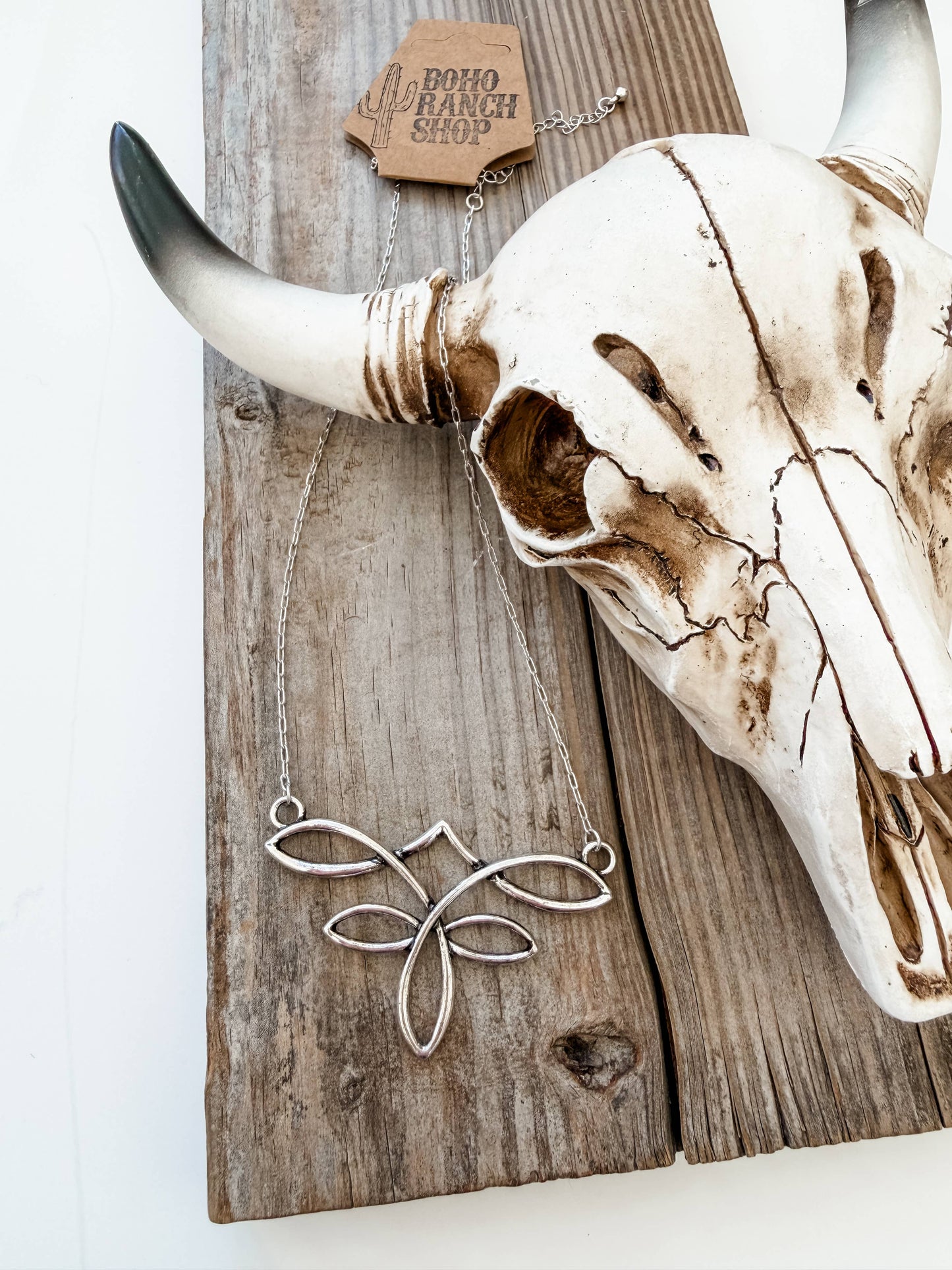 Western Style Boot Stitch Pendant Chain Necklace: SILVER