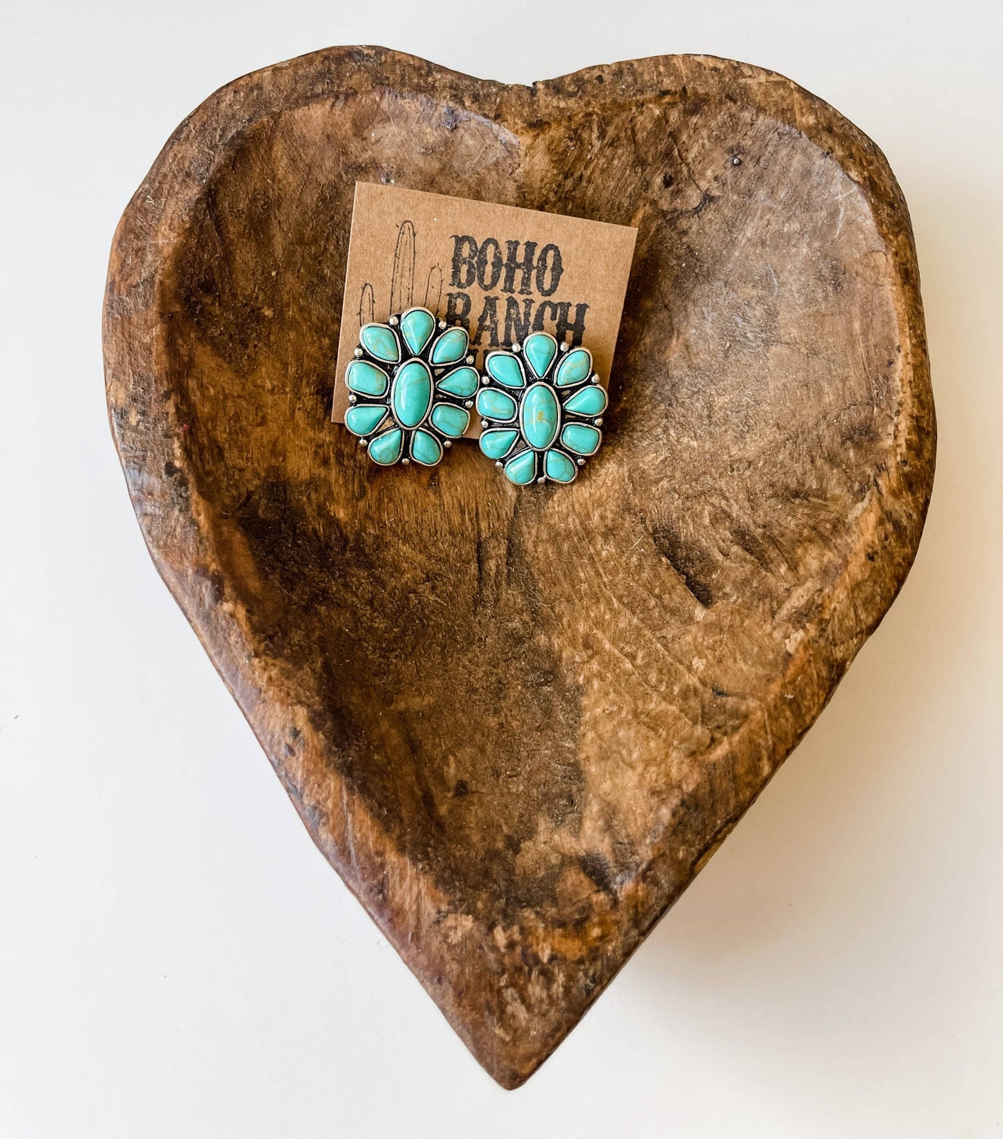Conch Stone Studs Earrings Western Earrings: Turquoise