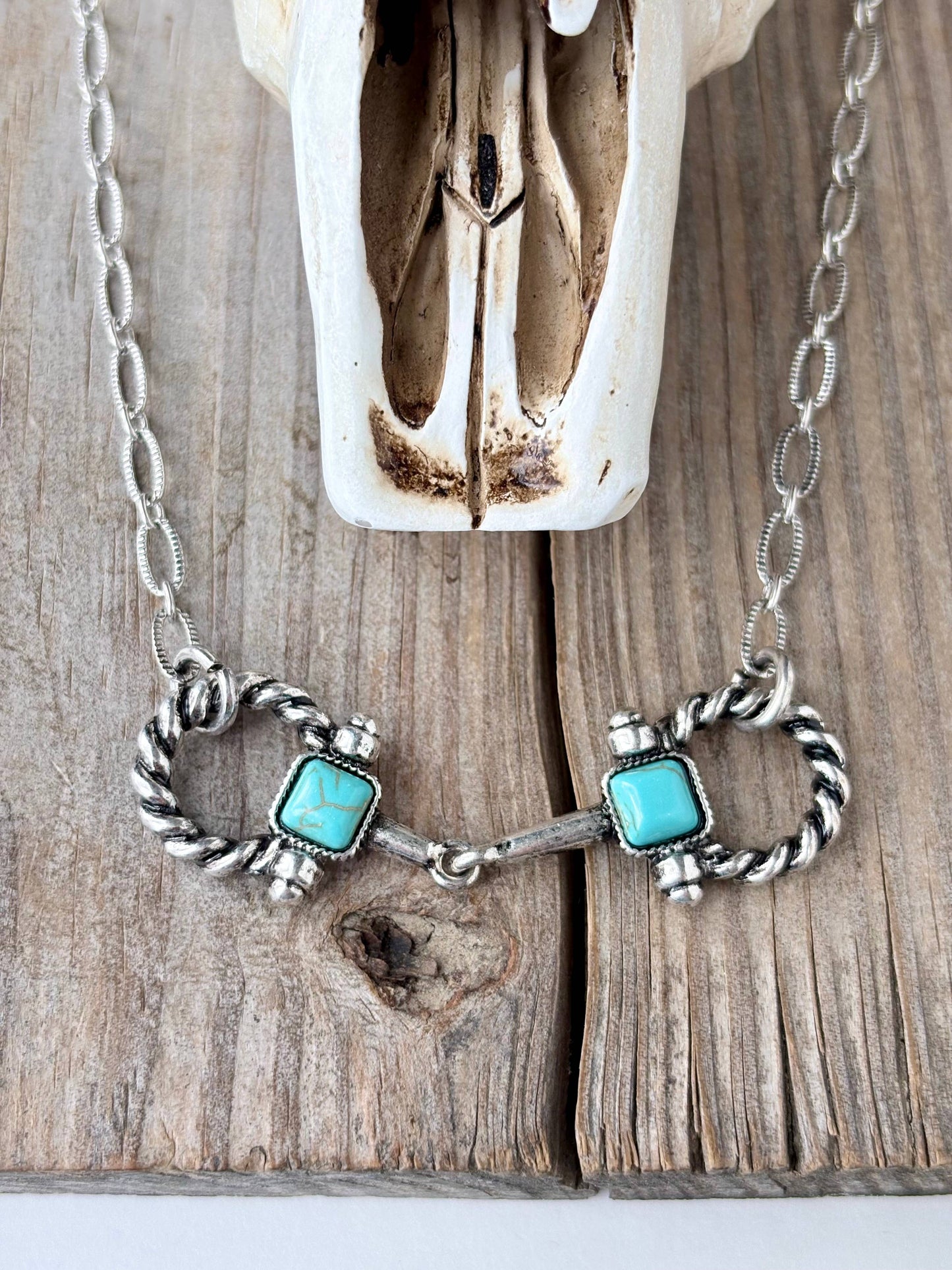 Western Style Horsebit  Pendant Link Chain Necklace