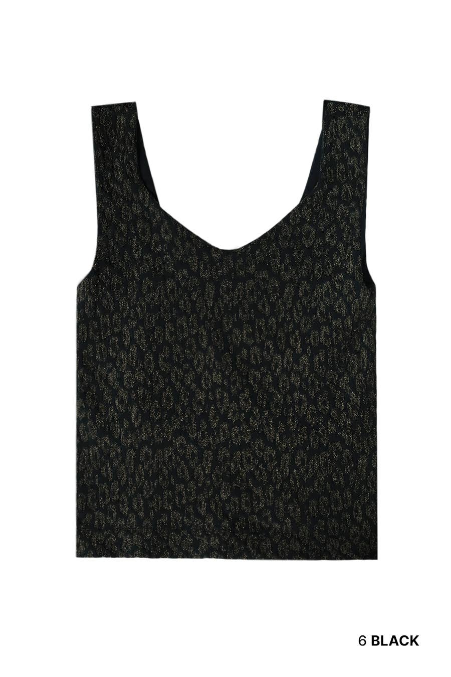 Lurex Leopard Tank Top: Forest Night