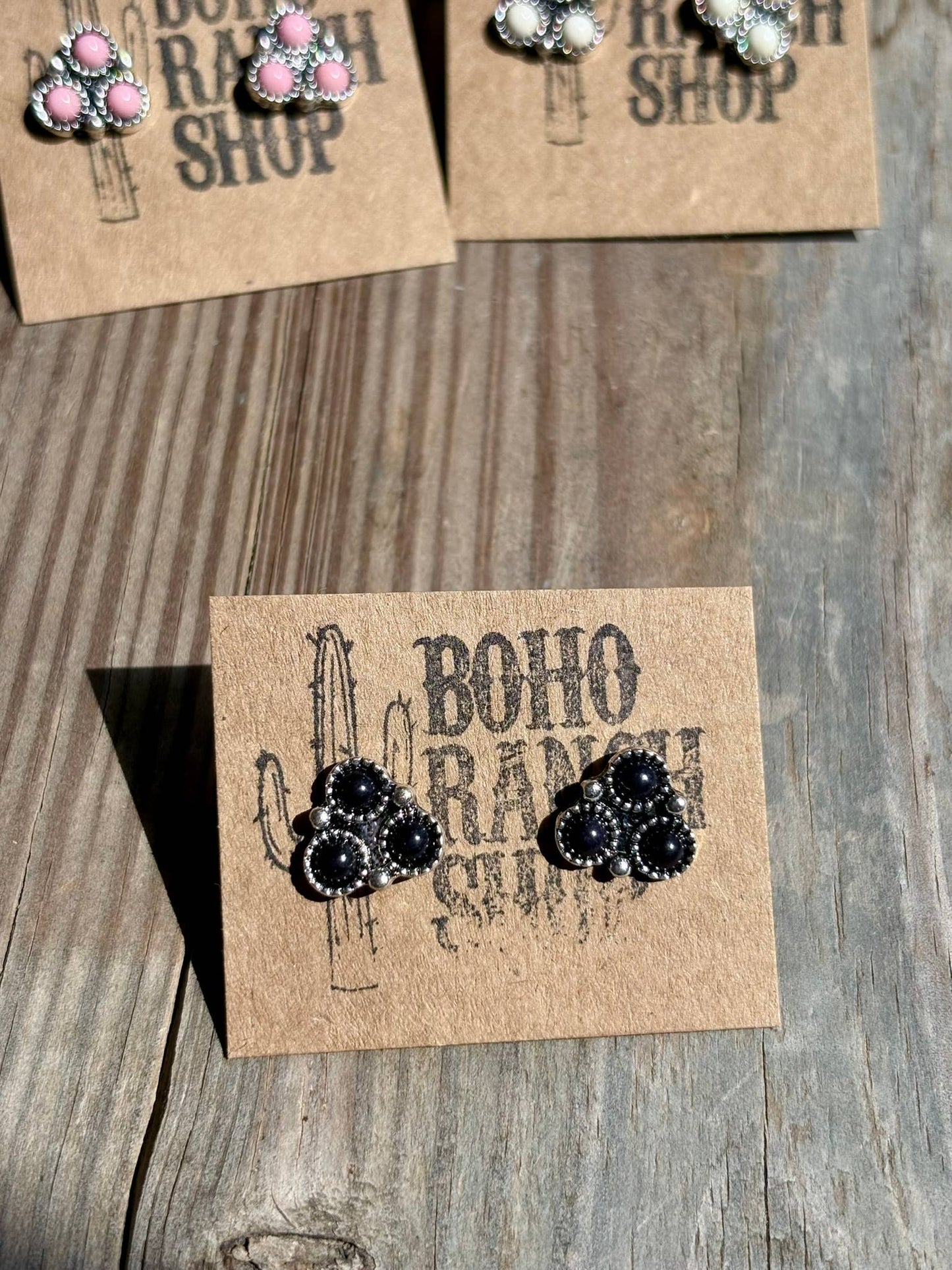 Western Mini Stone Stud Earrings: Blue