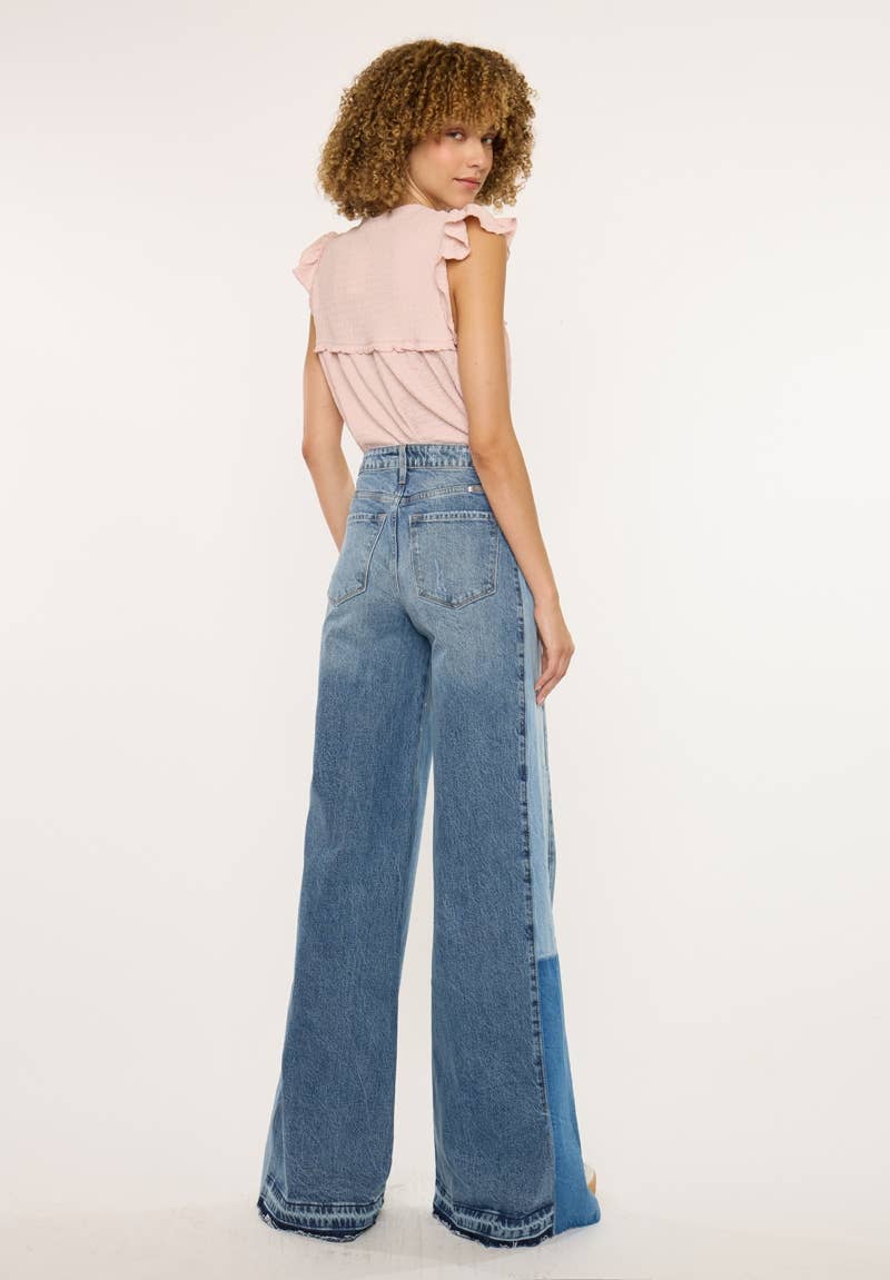 HIGH RISE WIDE LEG JEANS-KC5521M: MEDIUM / 9/28