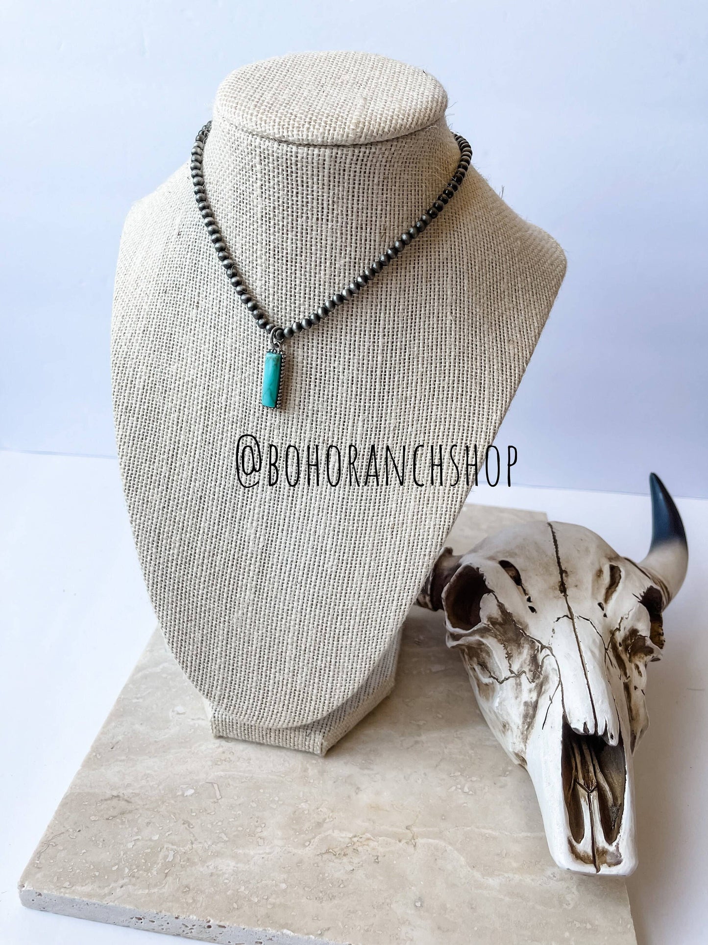 Navajo Bead Choker Turquoise Pendant Necklace