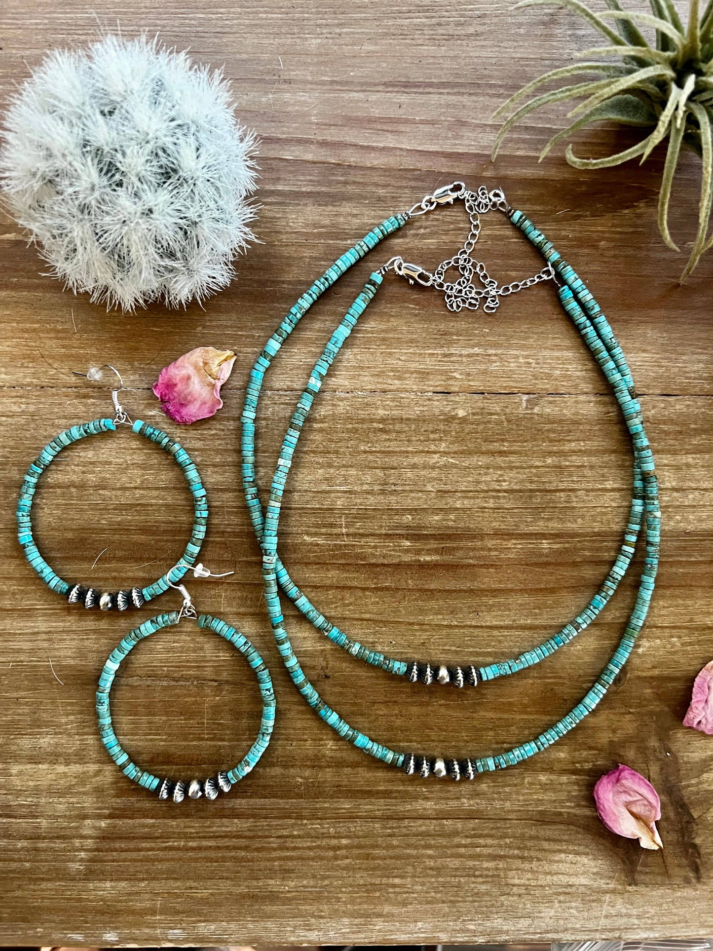 Hoop earrings with blue ocean and sterling silver pearls