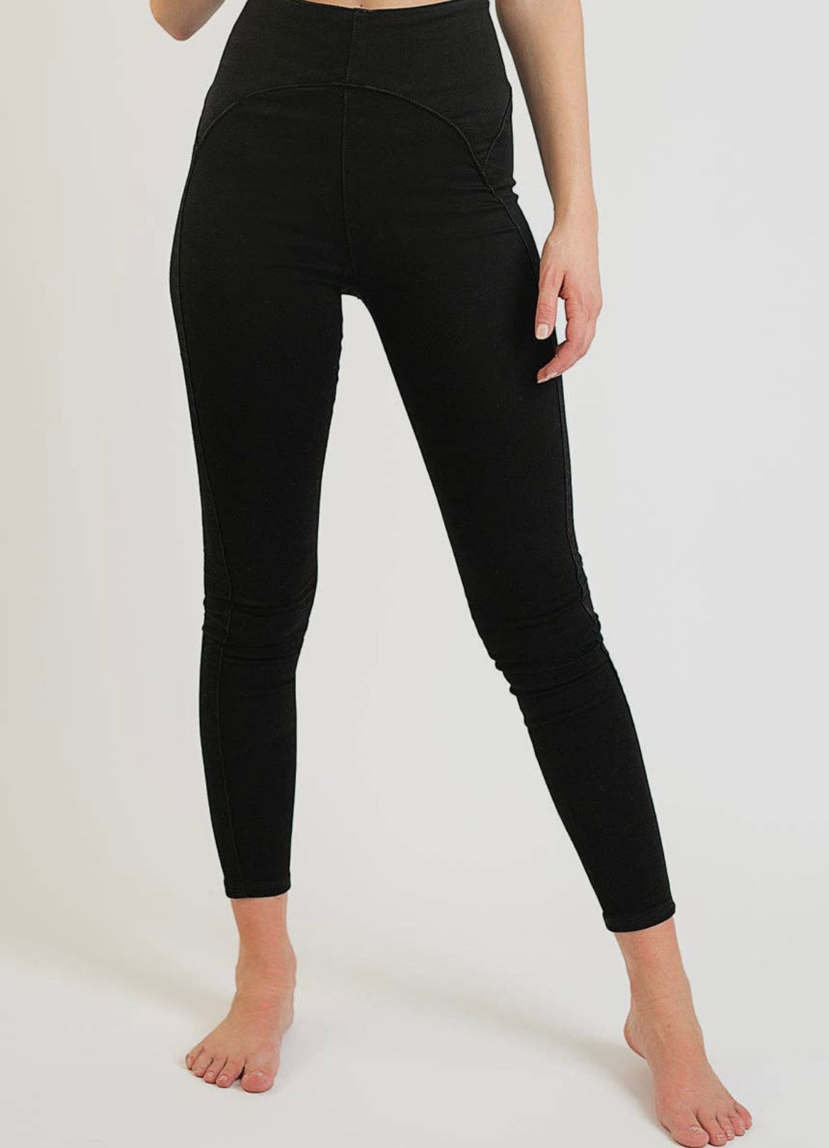 Lace up back black denim